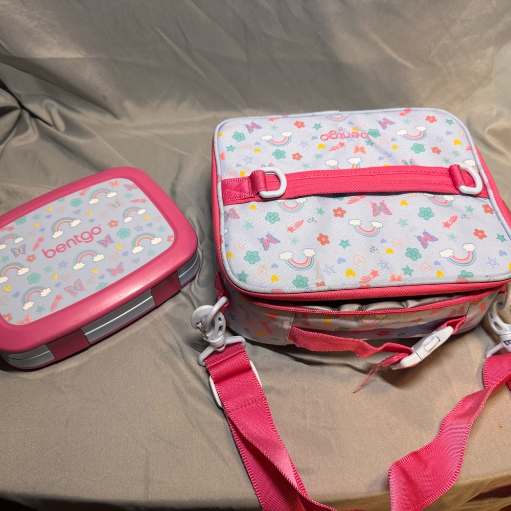 Bentgo Kids Lunch Box and Bag Set - Pink and Multicolor